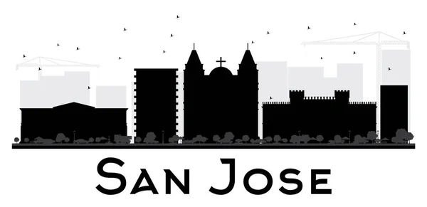San Jose City skyline silueta en blanco y negro . — Vector de stock