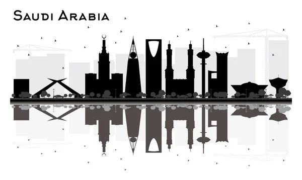 Suudi Arabistan manzarası siyah beyaz siluet yansımaları ile — Stok Vektör