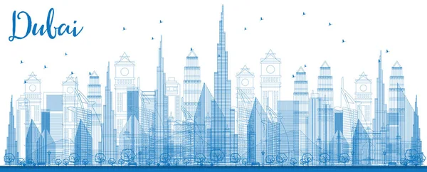 Outline Dubai Skyline con grattacieli della città . — Vettoriale Stock