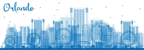 Περίγραμμα: Ορλάντο Skyline με μπλε κτίρια. — Διανυσματικό Αρχείο