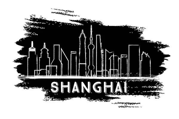 Shanghai Skyline Silhouette. Croquis dessiné à la main . — Image vectorielle