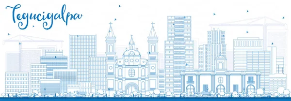 Kontur Tegucigalpa Skyline med blå byggnader. — Stock vektor