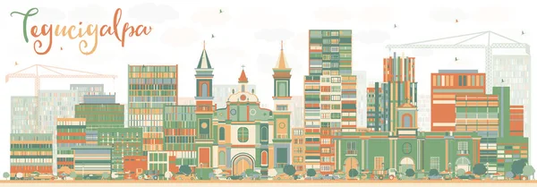 Soyut Tegucigalpa manzarası renkli binalar. — Stok Vektör