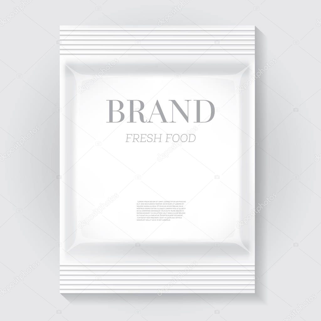 White Blank Food Snack Bag with Copy Space.