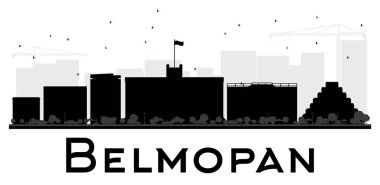 Belmopan şehir manzarası siyah beyaz siluet.