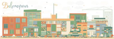 Soyut Belmopan manzarası renkli binalar.