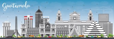 Guatemala manzarası gri binalar ve mavi gökyüzü ile.