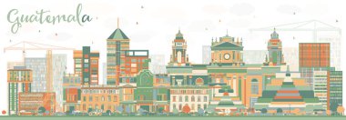 Soyut Guatemala manzarası renkli binalar.
