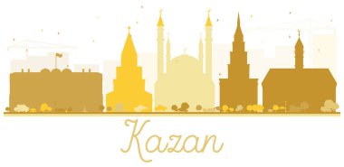 Kazan şehir manzarası altın siluet.