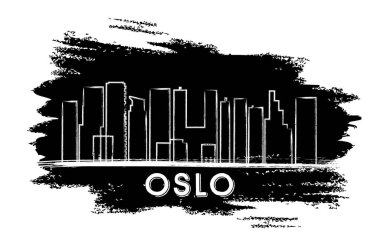 Oslo manzarası siluet. Elle çizilmiş kroki.