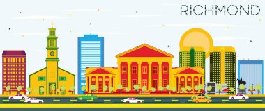 Richmond manzarası renkli binalar ve mavi gökyüzü ile.