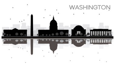 Washington Dc şehir manzarası siyah beyaz siluet tepki ile