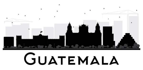 Guatemala City skyline zwart-wit silhouet. — Stockvector