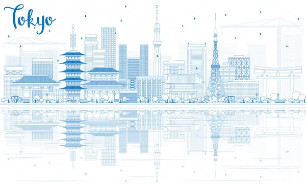 Горизонт Токіо структури з Blue будівель і роздуми. — стоковий вектор