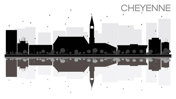 Силуэт Шайенн Сити черно-белый с отражением — стоковый вектор