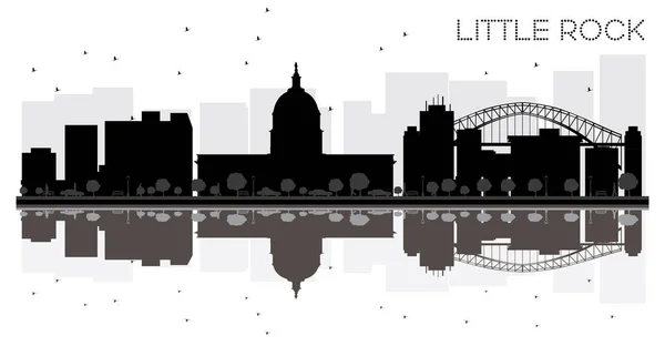Little Rock City Skyline schwarz-weiße Silhouette mit Spiegelung — Stockvektor