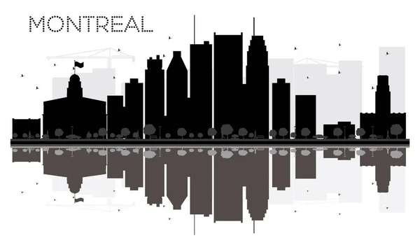 Montreal City skyline silueta en blanco y negro con reflejo — Vector de stock
