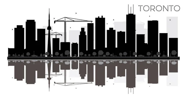 Toronto City skyline silhueta preto e branco com reflexos —  Vetores de Stock