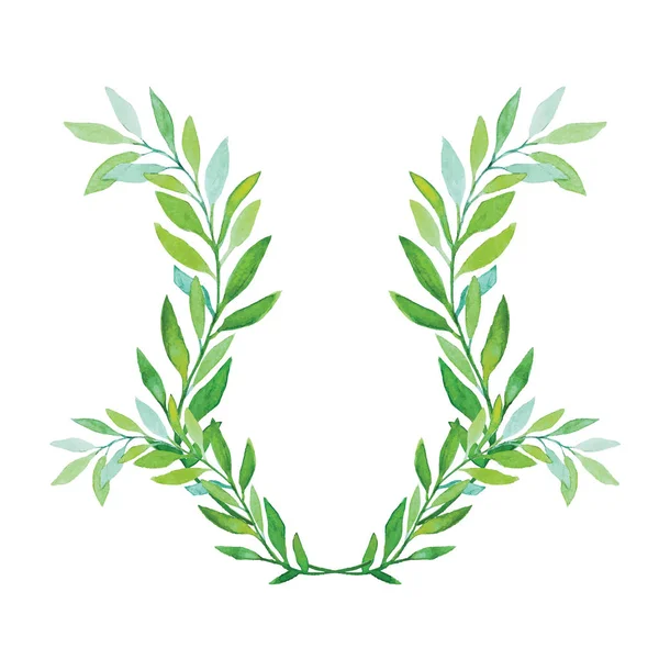 Watercolor Laurel Wreath Isolated on White Background. — Stock Vector