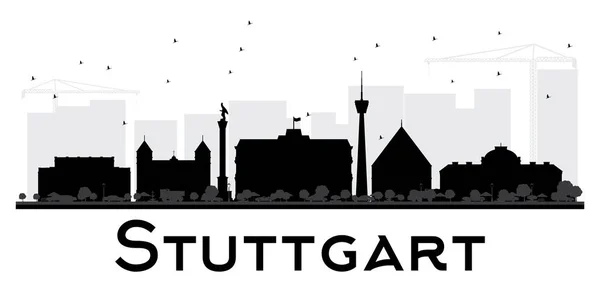 Stuttgart City skyline silhueta preto e branco . —  Vetores de Stock
