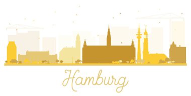 Hamburg şehir manzarası altın siluet.