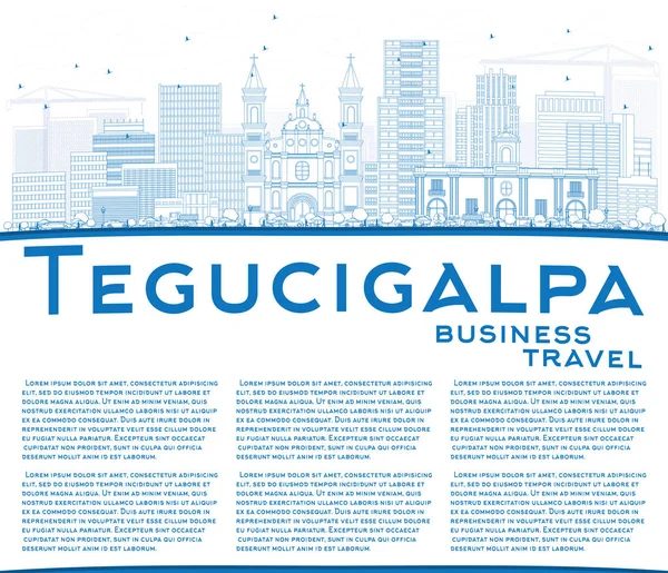 Aperçu Tegucigalpa Skyline avec des bâtiments bleus et de l'espace de copie . — Image vectorielle