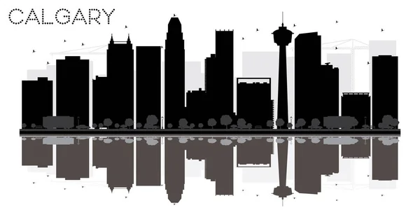 Calgary City skyline silhouette in bianco e nero con riflessi — Vettoriale Stock