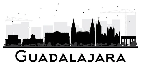 Guadalajara City skyline silueta en blanco y negro . — Archivo Imágenes Vectoriales