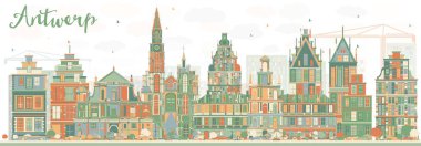 Soyut Antwerp manzarası renkli binalar.