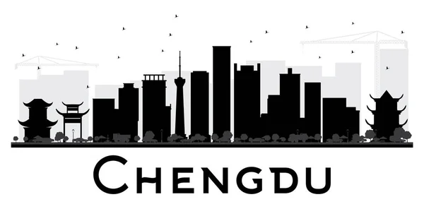 Silhouette Chengdu City noir et blanc . — Image vectorielle