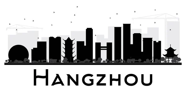 Hangzhou City skyline silueta en blanco y negro . — Vector de stock