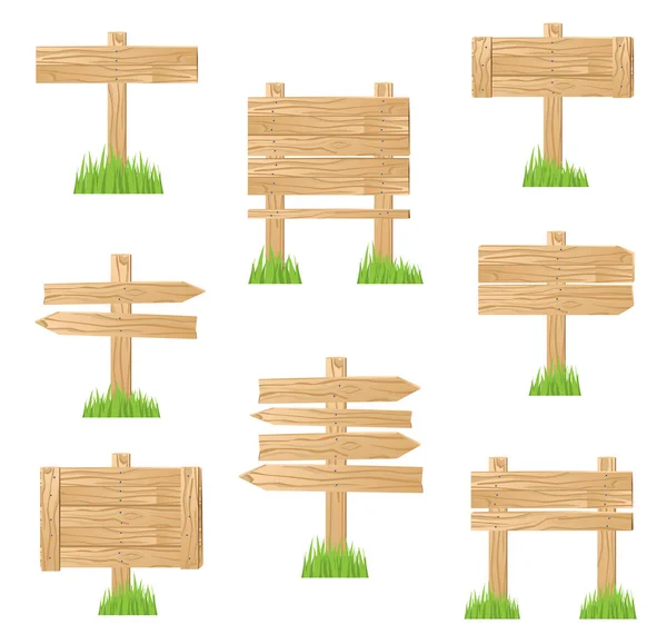 Wooden Sign Standing in Green Grass. — Stock Vector