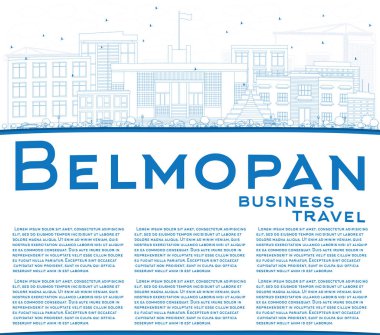 Anahat Belmopan manzarası ile mavi binalar ve kopya alanı.