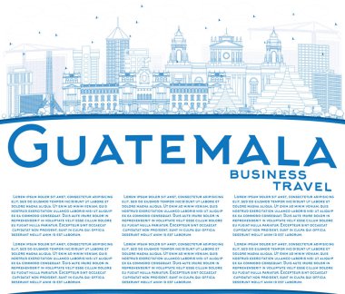 Anahat Guatemala manzarası ile mavi binalar ve kopya alanı.