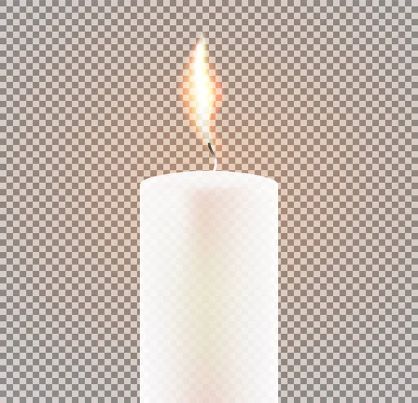Fiamma di candela su sfondo trasparente . — Vettoriale Stock
