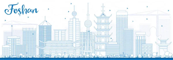 Outline Foshan Skyline con edifici blu . — Vettoriale Stock