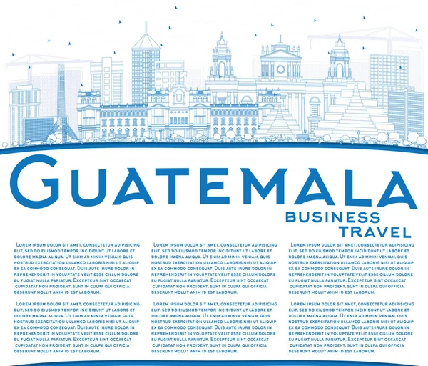 Esquema de Guatemala Skyline con Edificios Azules y Espacio para Copiar . — Vector de stock