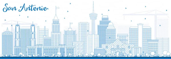 Esquema de San Antonio Skyline con edificios azules . — Vector de stock