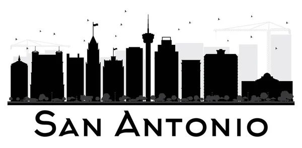 San Antonio şehir manzarası siyah beyaz siluet. — Stok Vektör