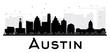 Austin şehir manzarası siyah beyaz siluet.