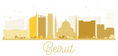 Beyrut şehir manzarası altın siluet.