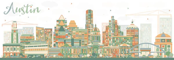 Abstraktní Austin Skyline s barvou budov. — Stockový vektor