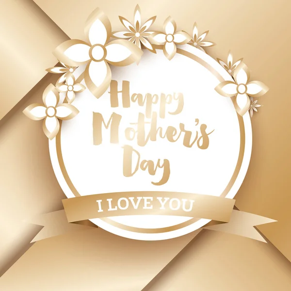 Happy Mothers Day. Golden Greeting Card with Geometric Backgroun — Stock Vector