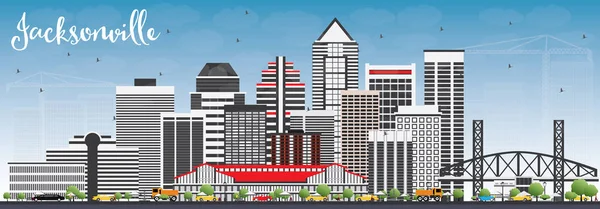 Jacksonville Skyline con edificios grises y cielo azul . — Vector de stock