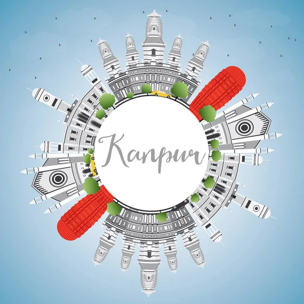 Kanpur Skyline mit grauen Gebäuden, blauem Himmel und Kopierraum. — Stockvektor