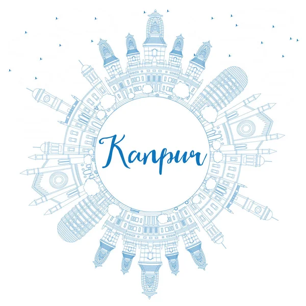 Контур Канпур Skyline з Blue будівель і копію простір. — стоковий вектор