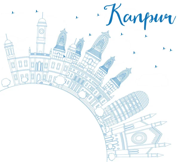 Outline Kanpur Skyline con edifici blu e spazio copia . — Vettoriale Stock