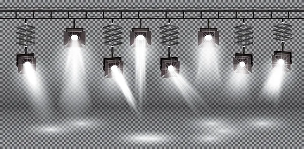 Набор прожекторов с разным светом для прозрачной подложки — стоковый вектор