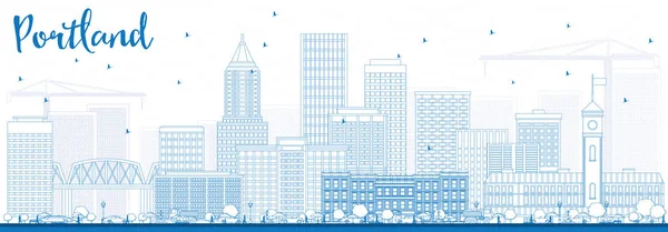 Szerkezeti Portland Skyline Blue épületek. — Stock Vector