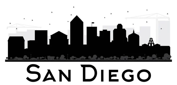 Ciudad de San Diego skyline silueta en blanco y negro . — Archivo Imágenes Vectoriales